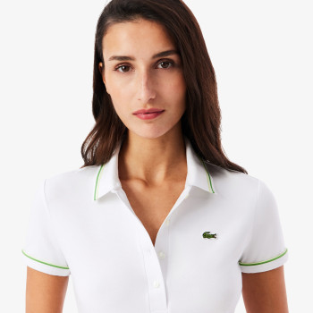 Polo L.12.D slim fit liserés Blanc Femme