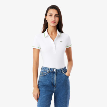 Polo L.12.D slim fit liserés Blanc Femme
