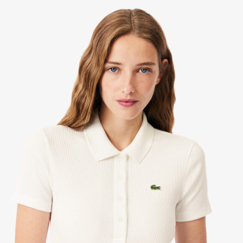 Polo L.12.D slim fit coton côtelé Blanc Femme