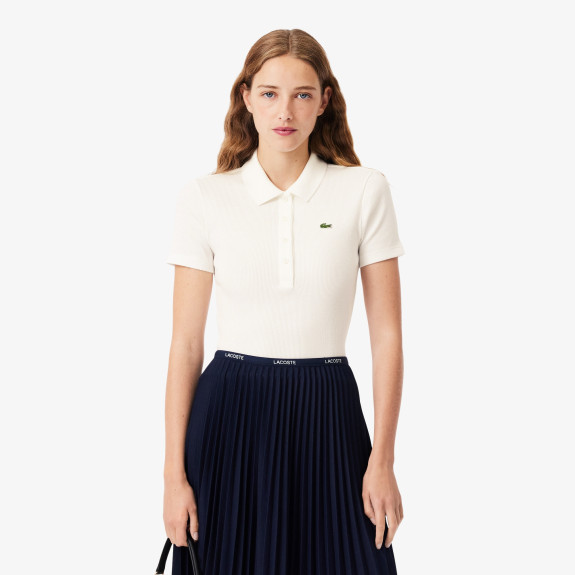 Polo L.12.D slim fit coton côtelé Blanc Femme