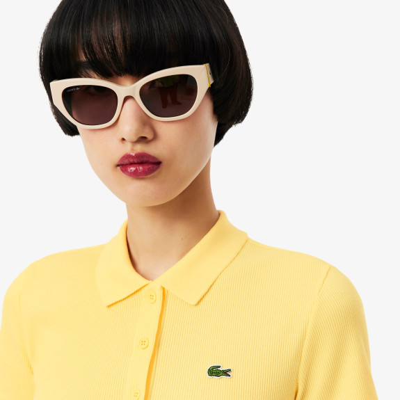 Polo L.12.D slim fit coton côtelé Jaune Femme