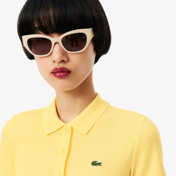 Polo L.12.D slim fit coton côtelé Jaune Femme