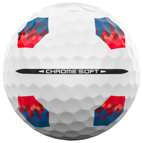 12 Balles de golf Chrome Soft TruTrack Blue Red