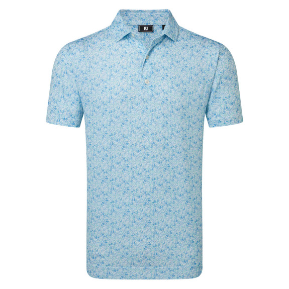 Polo Meadow Print Lisle Bleu Homme