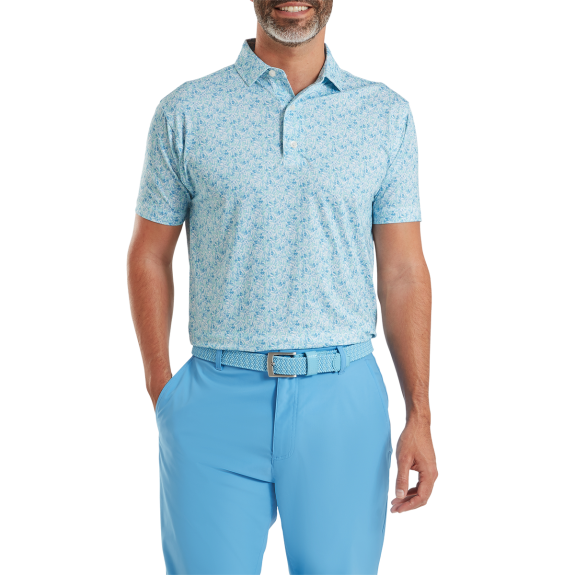 Polo Meadow Print Lisle Bleu Homme