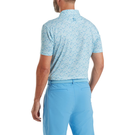 Polo Meadow Print Lisle Bleu Homme