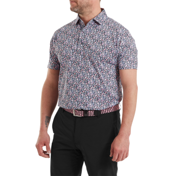 Polo Meadow Print Lisle Noir Rose Homme