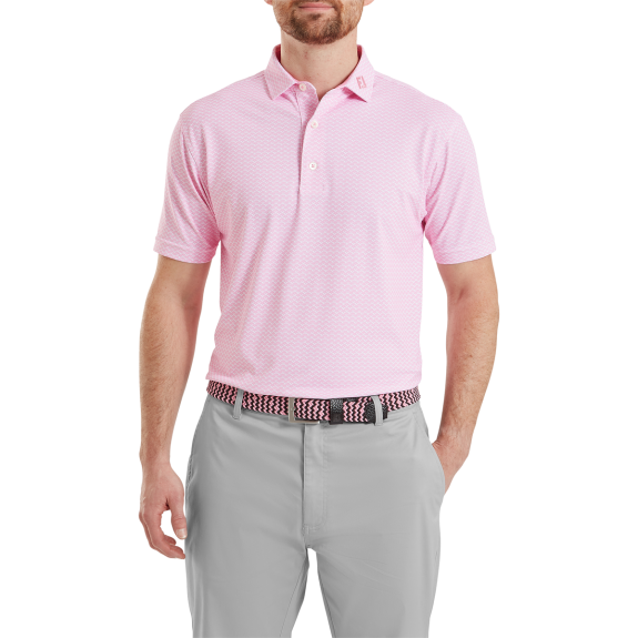 Polo piqué imprimé coquillage Rose Homme