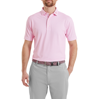 Polo piqué imprimé coquillage Rose Homme