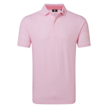 Polo piqué imprimé coquillage Rose Homme