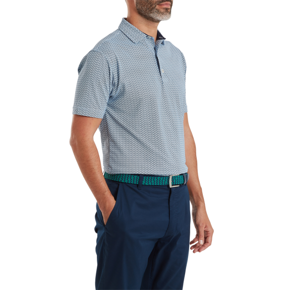 Polo piqué imprimé coquillage Marine Homme