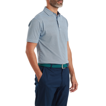 Polo piqué imprimé coquillage Marine Homme
