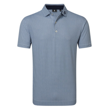 Polo piqué imprimé coquillage Marine Homme