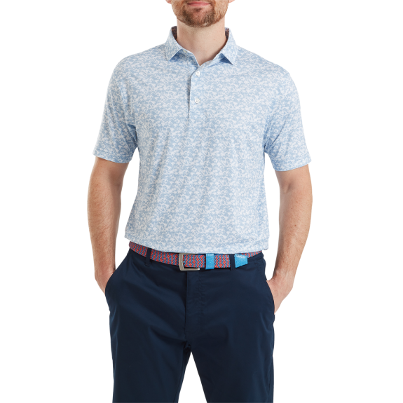 Polo Hiden imprimé palmiers Bleu Blanc Homme