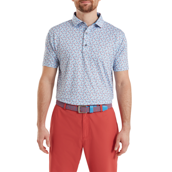 Polo imprimé surf Bleu Blanc Homme