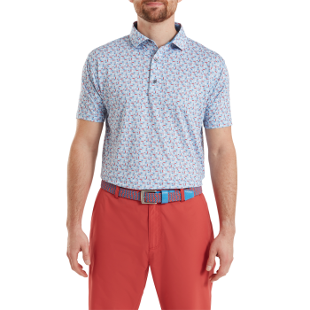 Polo imprimé surf Bleu Blanc Homme