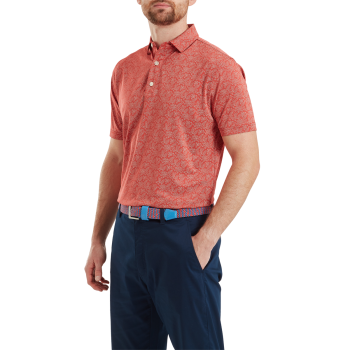 Polo imprimé fleuri Rouge Homme