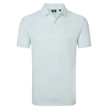 Polo imprimé fleuri Blanc Vert d'eau Homme
