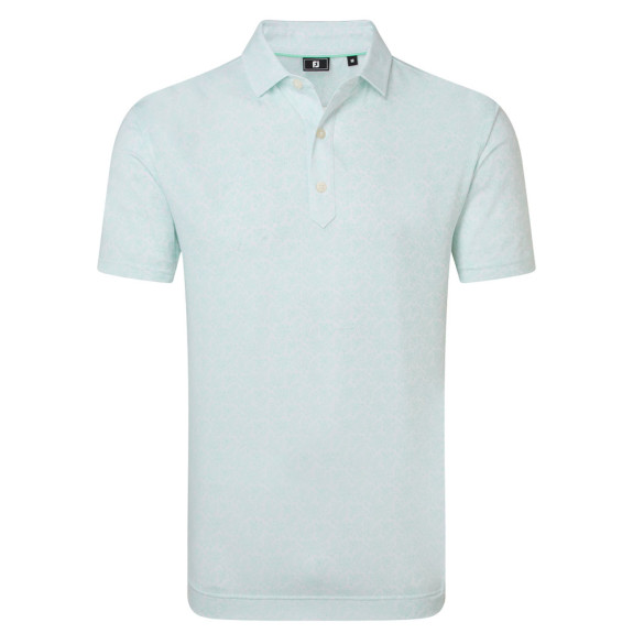 Polo imprimé fleuri Blanc Vert d'eau Homme