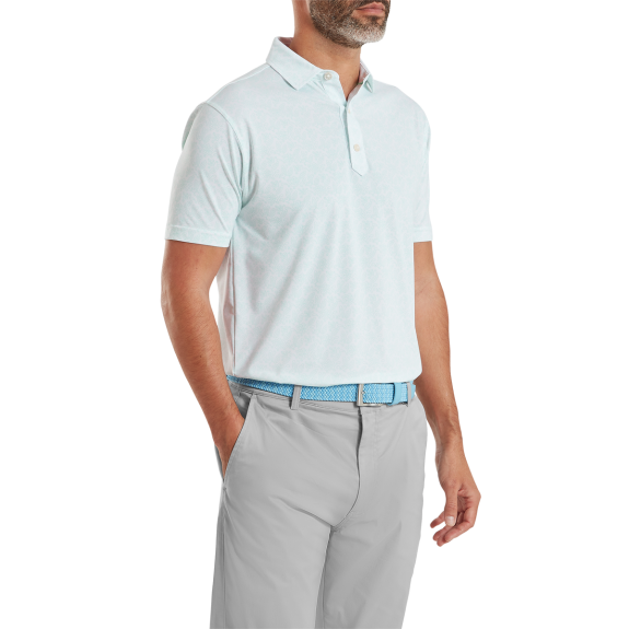 Polo imprimé fleuri Blanc Vert d'eau Homme