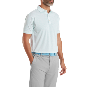 Polo imprimé fleuri Blanc Vert d'eau Homme