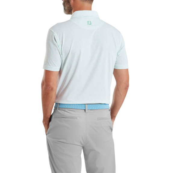 Polo imprimé fleuri Blanc Vert d'eau Homme