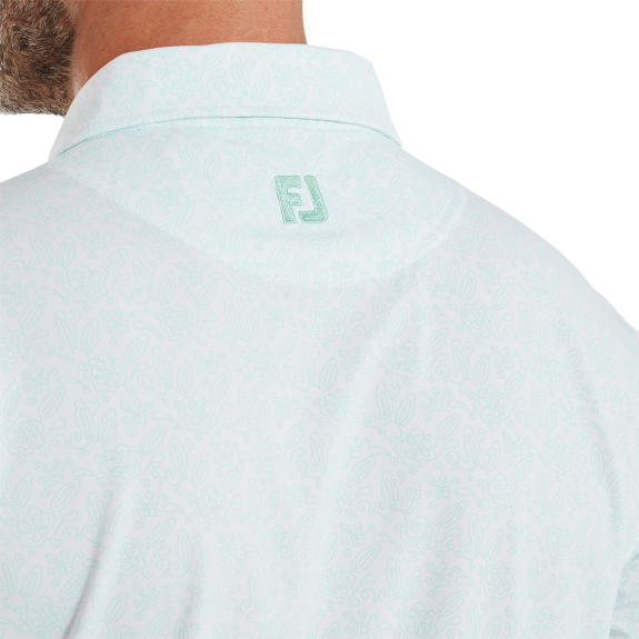Polo imprimé fleuri Blanc Vert d'eau Homme
