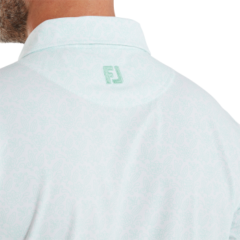 Polo imprimé fleuri Blanc Vert d'eau Homme