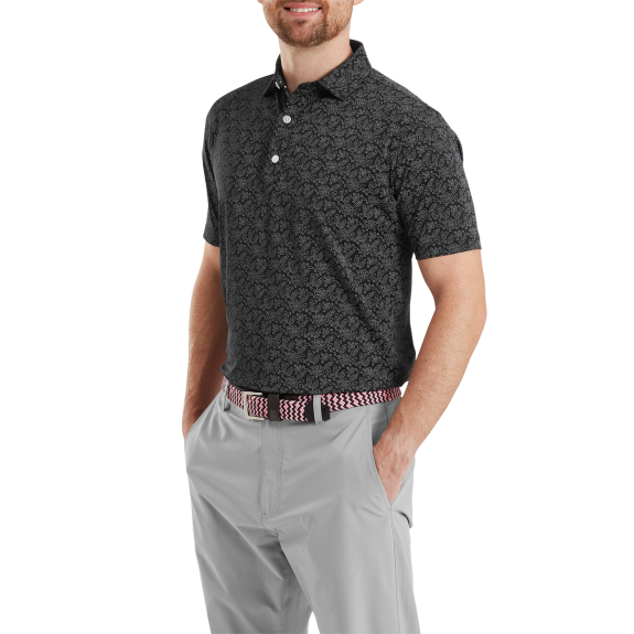 Polo imprimé fleuri Noir Homme