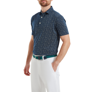 Polo imprimé fleuri Navy Homme