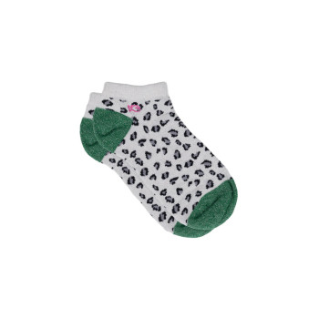 Socquettes pailletées en coton léopard Blanc Vert Femme
