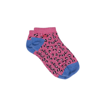 Socquettes pailletées en coton léopard Rose et bleu Femme