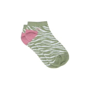 Socquettes pailletées en coton zèbre Vert et blanc Femme