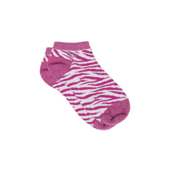 Socquettes pailletées en coton zèbre Violet Blanc Femme