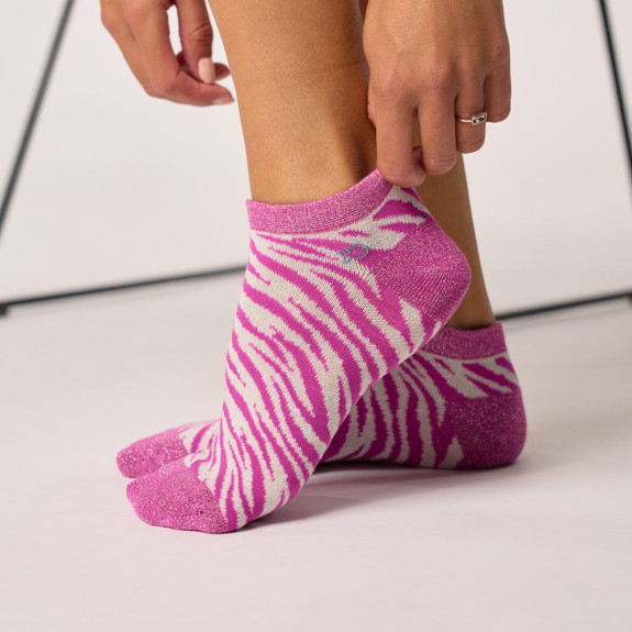 Socquettes pailletées en coton zèbre Violet...