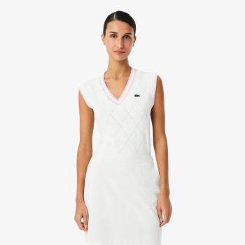 Pull sans manches Golf stretch Blanc Rose Femme