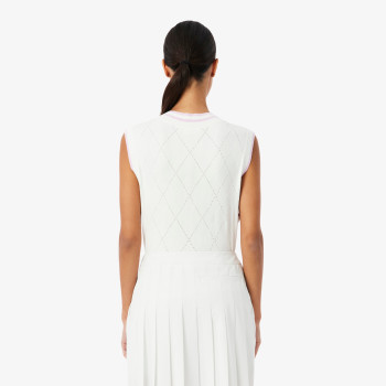 Pull sans manches Golf stretch Blanc Rose Femme