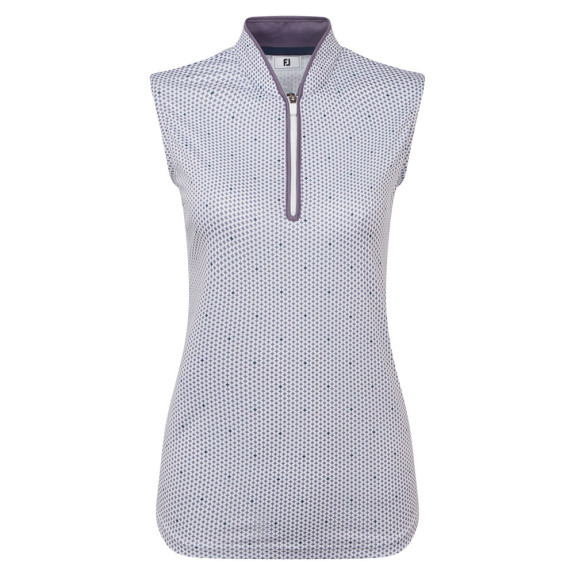 Polo sans manches zippé Marine Blanc Femme