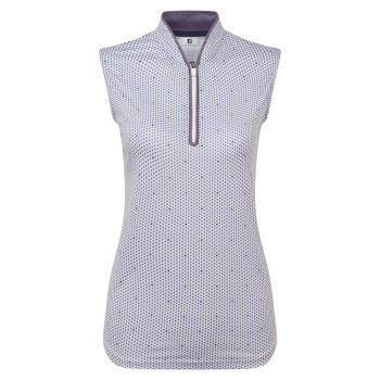 Polo sans manches zippé Marine Blanc Femme