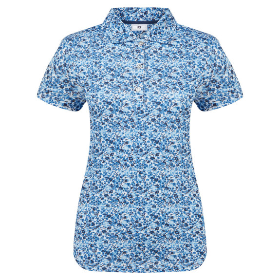 Polo Sleeve Lisle Imprimé Fleuri Marine Femme