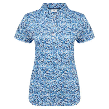 Polo Sleeve Lisle Imprimé Fleuri Marine Femme