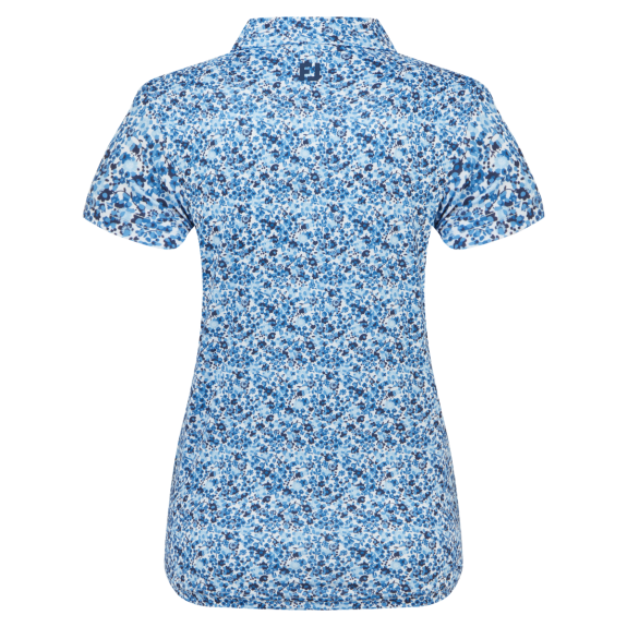 Polo Sleeve Lisle Imprimé Fleuri Marine Femme