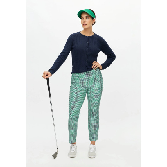 Pantalon Clubhouse Highwater Minicheck Green Femme