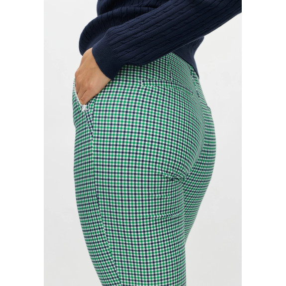 Pantalon Clubhouse Highwater Minicheck Green Femme