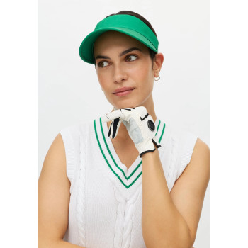 Pull Cotton Cable Vest White/Green Femme