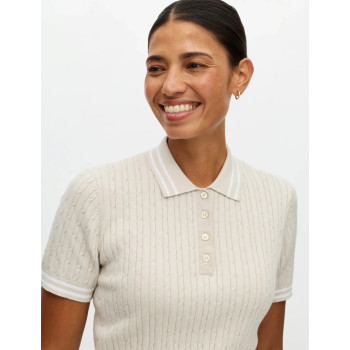 Polo Classic cable Oatmeal Femme