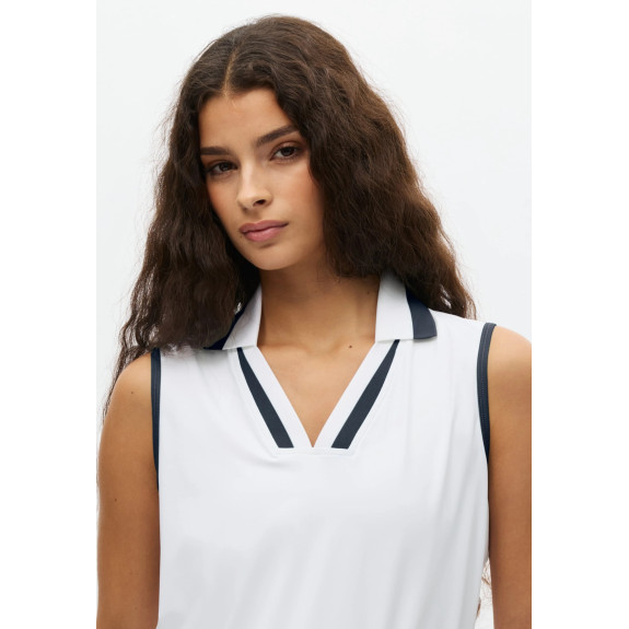 Polo sans manches Essential White Navy Femme