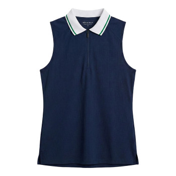 Polo sans manches Rib Navy Femme