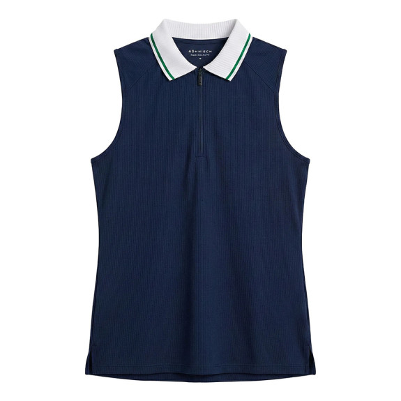 Polo sans manches Rib Navy Femme