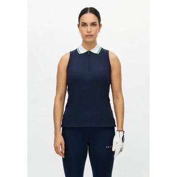 Polo sans manches Rib Navy Femme 2